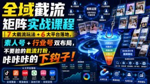 全域截流矩阵实战课程|7大截流玩法+6大平台落地,素人号+行业号双布局,不要脸的截流打粉,咔咔咔的下钩子!-第一资源库