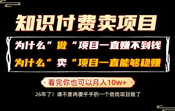 普通人为什么能够靠卖项目轻松月入10W+，而做项目却容易成炮灰，卖项目为什么能够稳賺不赔？【揭秘】-第一资源库