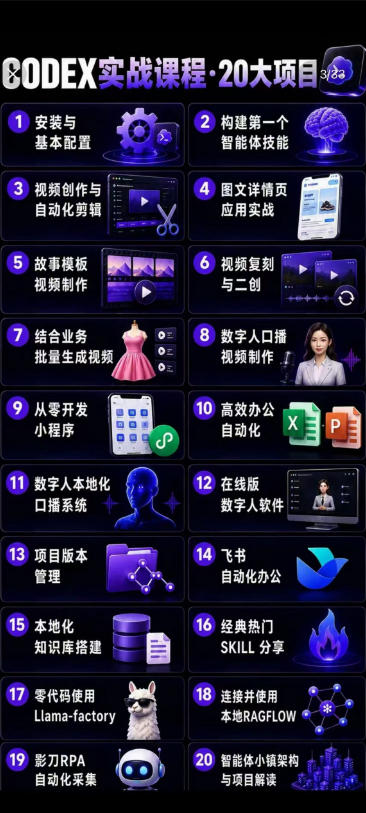 Codex智能体实战全能课｜0基础从搭建技能到自动化落地，视频剪辑-办公-知识库-数字人全场景变现教程-第一资源库