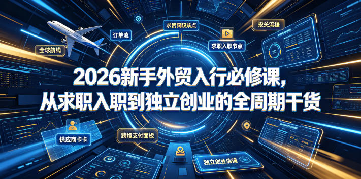 2026新手外贸入行必修课，从求职入职到独立创业的全周期干货-第一资源库