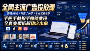 全网主流广告投放课，腾讯ADQ / 抖音 / 快手 / B 站实操教学，手把手教投手赚钱变现，全套变现拆解稳定出单-第一资源库