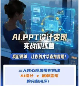 AI+PPT设计变现实战训练营,我们派单,让你的才华直接变现,三大核心模块带你构建Al设计x派单变现的完整闭环-第一资源库