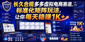 长久合规多多虚拟电商赛道,标准化矩阵玩法,让你每天稳賺1K+【揭秘】-第一资源库