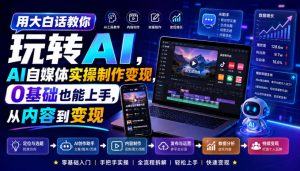 用大白话教你玩转AI，AI自媒体实操制作变现，0基础也能上手，从内容到变现-第一资源库