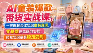 AI童装爆款带货实战课，一节课教会你实现童装变现，零基础也能落地实操-第一资源库