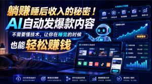 躺賺睡后收入的秘密！AI自动发爆款内容，不需要懂技术，让你在睡觉的时候也能轻松賺钱【原创双语字幕】-第一资源库