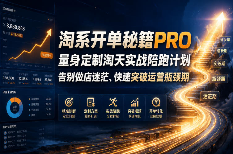 淘系开单秘籍PRO，量身定制淘天实战陪跑计划，告别做店迷茫、快速突破运营瓶颈期（更新260823）-第一资源库