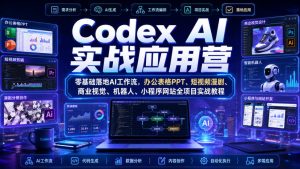 Codex AI实战应用营|零基础落地AI工作流,办公表格PPT、短视频漫剧、商业视觉、机器人、小程序网站全项目实战教程-第一资源库