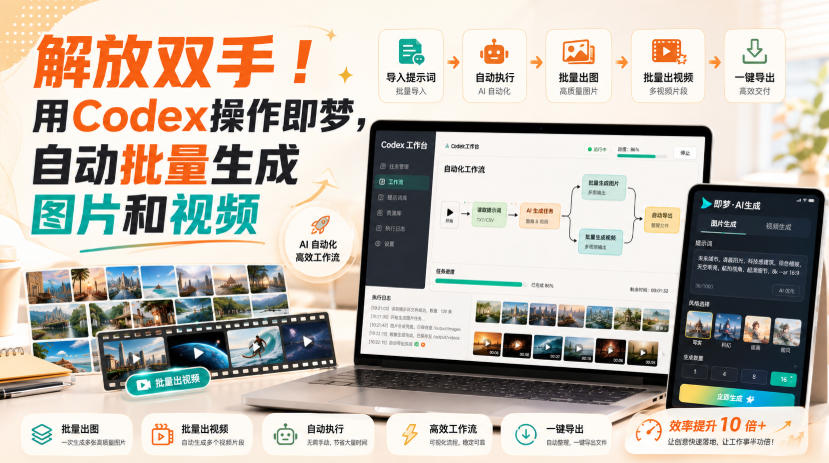 解放双手！用Codex操作即梦，自动批量生成图片和视频-第一资源库
