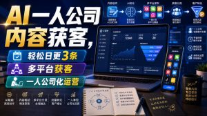 AI一人公司内容获客,轻松日更3条,多平台获客,一人公司化运营(更新0827)-第一资源库