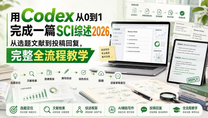 用Codex从0到1完成一篇SCI综述2026，从选题文献到投稿回复，完整全流程教学-第一资源库