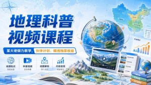 地理科普视频课程，某大佬倾力教学，伙伴计划、精选独家收益-第一资源库
