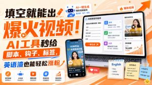 填空就能出爆火视频！AI工具秒给脚本、钩子、标签，英语渣也能轻松涨粉【原创双语字幕】-第一资源库