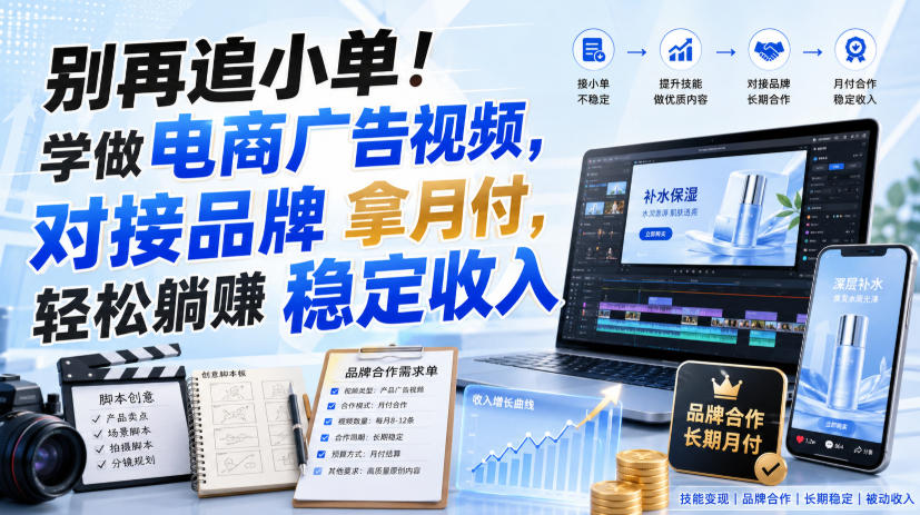 别再追小单！学做电商广告视频，对接品牌拿月付，轻松躺賺稳定收入【原创双语字幕】-第一资源库