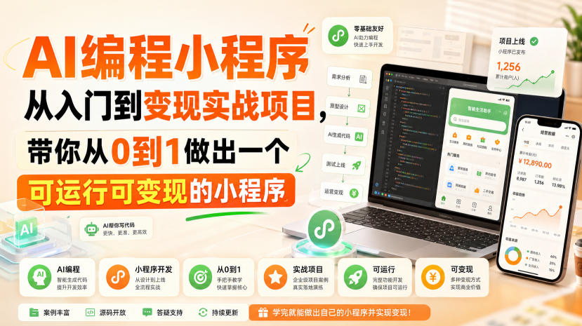 AI编程小程序从入门到变现实战项目，带你从0到1做出一个可运行可变现的小程序-第一资源库