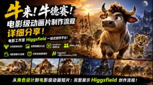 牛来!牛德赛!电影级动画片制作流程详细分享!电影工作室Higgsfield一站式创作平台,完整创作流程-第一资源库