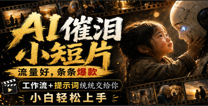 AI催泪小短片，流量好，条条爆款，工作流+提示词统统交给你，小白轻松上手-第一资源库