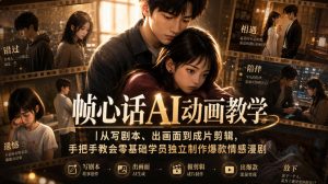 帧心话AI动画教学｜从写剧本、出画面到成片剪辑，手把手教会零基础学员独立制作爆款情感漫剧-第一资源库