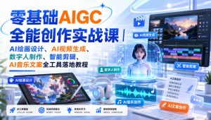 零基础AIGC全能创作实战课|AI绘画设计、AI视频生成、数字人制作、智能剪辑、AI音乐文案全工具落地教程-第一资源库
