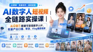 AI数字人短视频全链路实操课|从0到1搭建可变现数字人IP,批量产出口播、带货、Vlog爆款视频-第一资源库