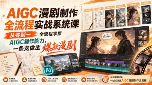 AIGC漫剧制作全流程实战系统课,从零到一全流程掌握AIGC制作能力,一条龙做出爆款漫剧-第一资源库