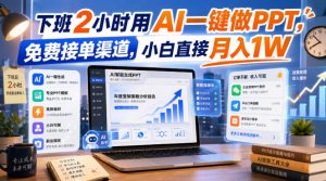 下班2小时用AI一键做PPT，免费接单渠道，小白直接月入1W【揭秘】-第一资源库