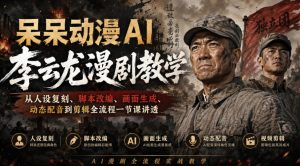 呆呆动漫AI李云龙漫剧教学,从人设复刻、脚本改编、画面生成、动态配音到剪辑全流程一节课讲透-第一资源库