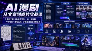 AI漫剧从文案到成片实战课|爆款文案13种钩子写法、AI一键改稿、人物场景一致性生成、多模型出图出视频技巧-第一资源库