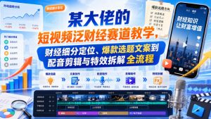 某大佬的短视频泛财经赛道教学,财经细分定位、爆款选题文案到配音剪辑与特效拆解全流程-第一资源库
