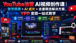 YouTube油管AI视频创作课|账号搭建+AI成片+去重限流解决方案,YPP变现一站式教学-第一资源库