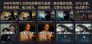 500W粉博主亲授电影解说实战课|精选独家思路、AI写文案、零基础剪辑、配音配乐、封面制作、完整发布流程一站式教学-第一资源库