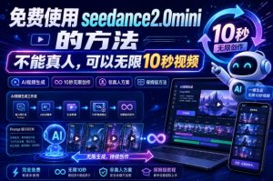 免费使用seedance2.0mini的方法，不能真人，可以无限10秒视频，9图+3音频参考-第一资源库
