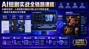 AI短剧实战全链路课程｜从脚本创作、人设场景分镜设计到LibTV高阶实操、一键成片标准化交付教程-第一资源库