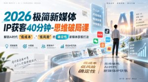 2026极简新媒体IP获客40分钟-思维破局课,解锁Ai时代“低成本”、“低风险”的确定性新媒体获客打法-第一资源库