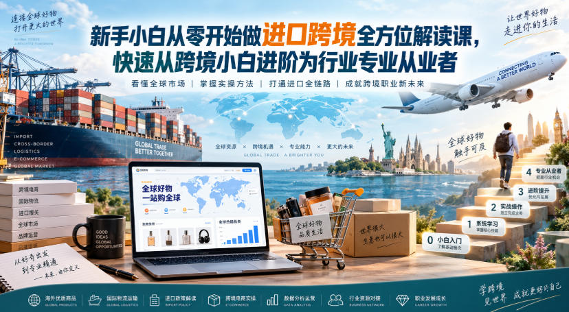 新手小白从零开始做进口跨境全方位解读课，快速从跨境小白进阶为行业专业从业者-第一资源库