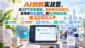 AI创新实战营，从GPT对话逻辑、高阶提示词技巧、全场景办公提效，到MJ绘画出图，全方位AI赋能-第一资源库