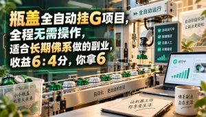 瓶盖全自动挂G项目，全程无需操作，适合长期佛系做的副业，收益6：4分，你拿6【揭秘】-第一资源库