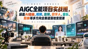 AIGC全能项目实战班-无水印，涵盖AI绘画、视频、音频、数字人、音乐、剪映等多方向全赛道落地变现课（更新）-第一资源库