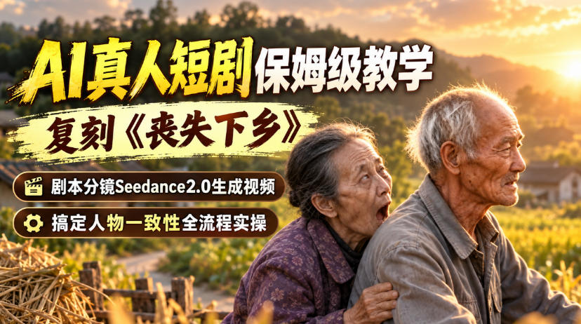 AI真人短剧保姆级教学，复刻《丧失下乡》，剧本分镜Seedance2.0生成视频，搞定人物一致性全流程实操-第一资源库