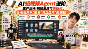 AI短视频Agent进阶，生产级AI视频生成与商业化，让AI视频从”能看”真正走向”能賺钱”-第一资源库