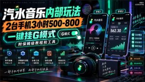 汽水音乐内部玩法，2台手机3小时500-800，一键挂G模式，附保姆级教程和工具【揭秘】-第一资源库