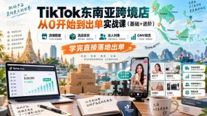 TikTok东南亚跨境店从0开始到出单实战课（基础+进阶），店铺搭建、选品发货、达人对接、GMV投流，学完直接落地出单-第一资源库