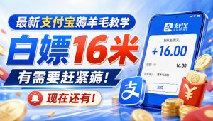 最新支付宝薅羊毛教学，白嫖16米，有需要赶紧薅，现在还有！-第一资源库