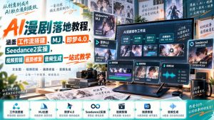 AI漫剧落地教程，涵盖工作流搭建、MJ、即梦4.0、Seedance2实操，视频剪辑画质修复音频生成一站式教学-第一资源库