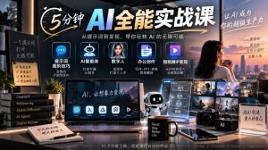 5分钟AI全能实战课｜提示词高阶技巧+AI智能体+数字人+办公创作+短视频IP变现全教程-第一资源库