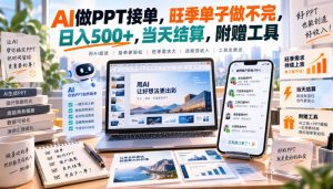 AI做PPT接单,旺季单子做不完,日入500+,当天结算,附赠工具【揭秘】-第一资源库