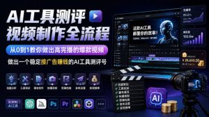 AI工具测评视频制作全流程，从0到1教你做出高完播的爆款视频，做出一个稳定接广告賺钱的AI工具测评号-第一资源库