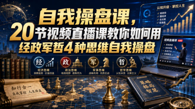 【无水印】自我操盘课，20节视频直播课教你如何用经政军哲4种思维自我操盘（更新0924）-第一资源库