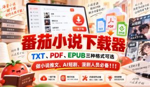 番茄小说下载器，TXT、PDF、EPUB三种格式可选，做小说推文、AI短剧、漫剧人员必备！！！-第一资源库