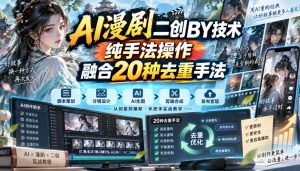 AI漫剧二创搬运技术,纯手法操作,融合20种去重手法-第一资源库